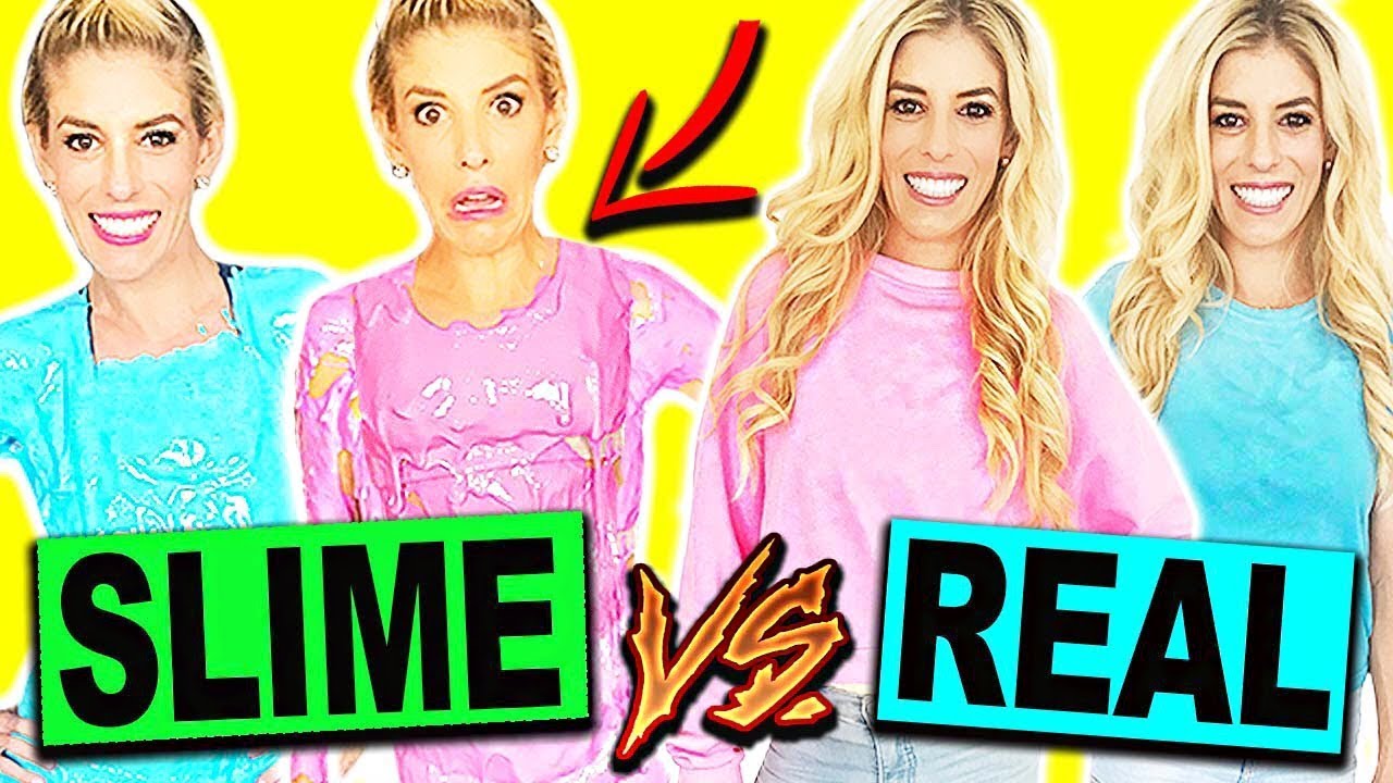 DIY SLIME CLOTHES VS. REAL CLOTHES CHALLENGE!! *Hilarious*