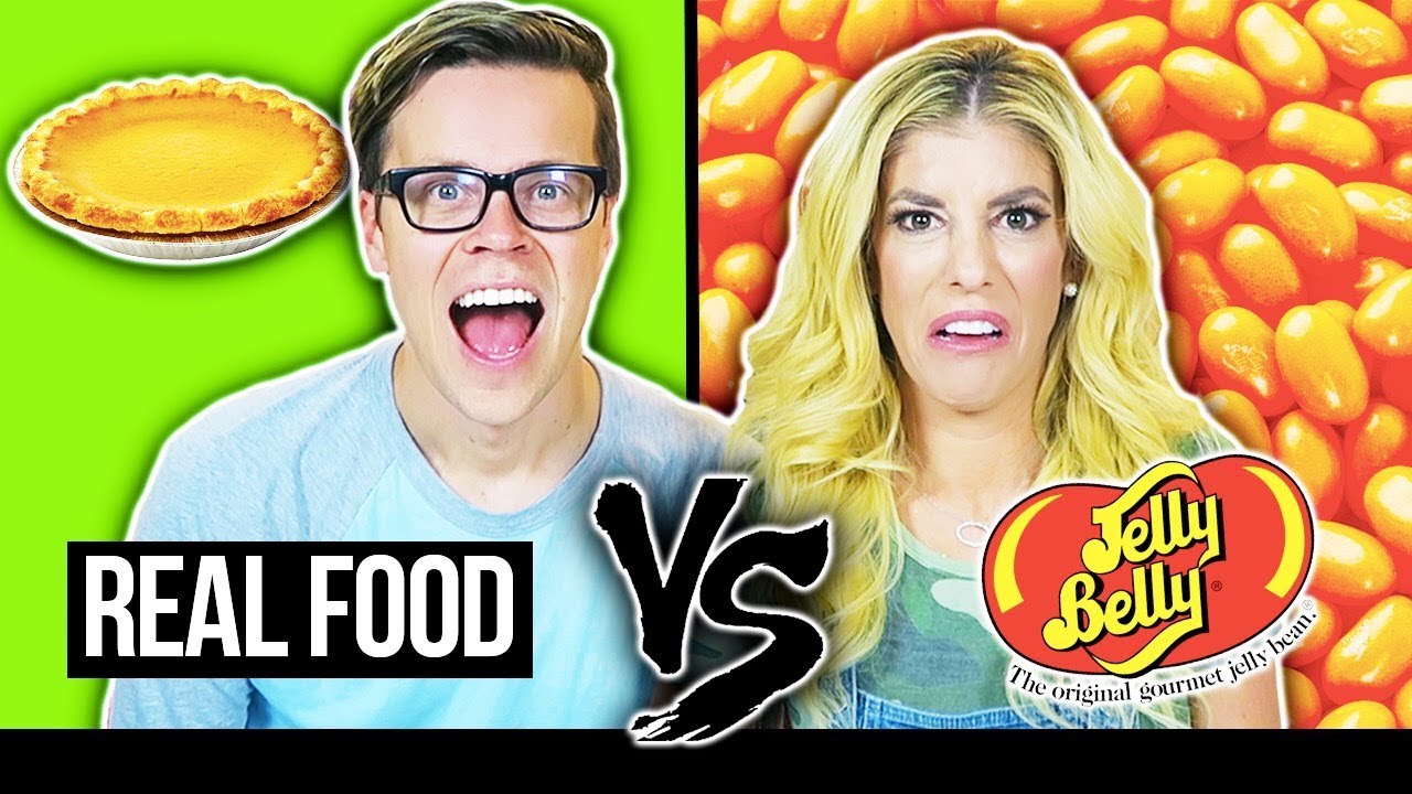 REAL FOOD VS. JELLY BEANS Holiday Food Taste Test Challenge. (Day 346)