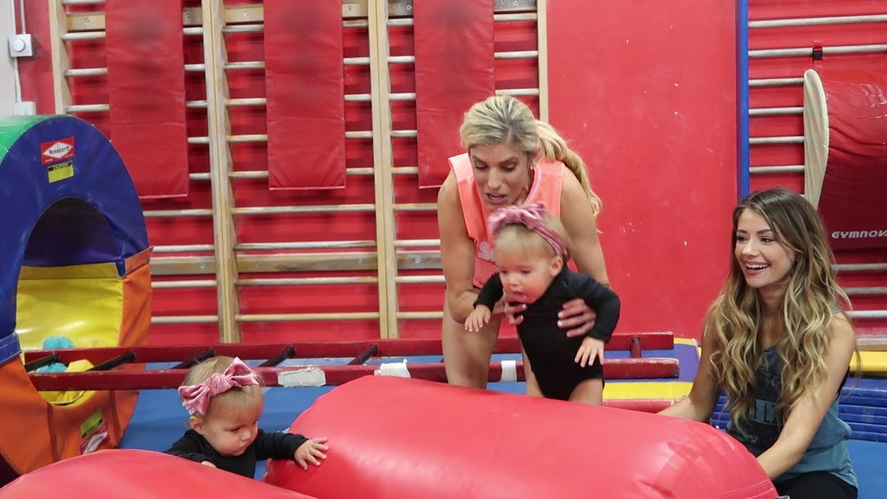 REBECCA DOES GYMNASTICS WITH TWIN 1 YEAR OLDS TAYTUM & OAKLY