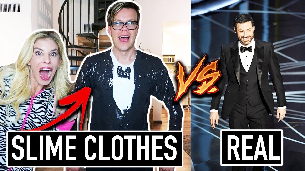 Recreating Oscars Outfits Using DIY Slime Clothes vs. Real Clothes