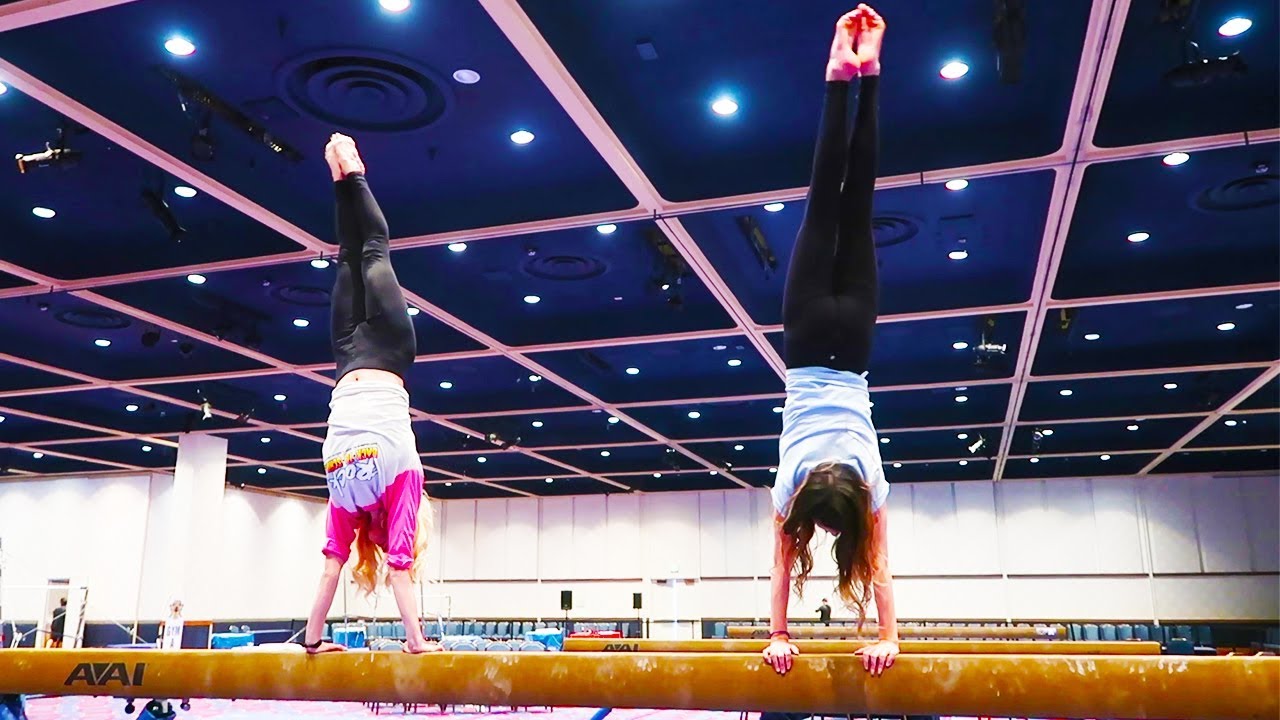 REBECCA AND ANNIE DO HANDSTANDS ON A BEAM CHALLENGE!