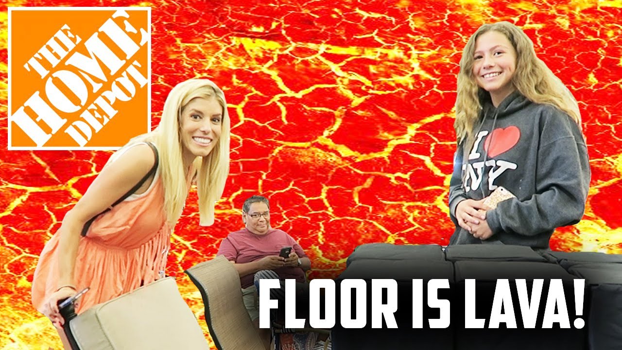THE FLOOR IS LAVA CHALLENGE AT HOME DEPOT WITH FANS! (DAY 177)