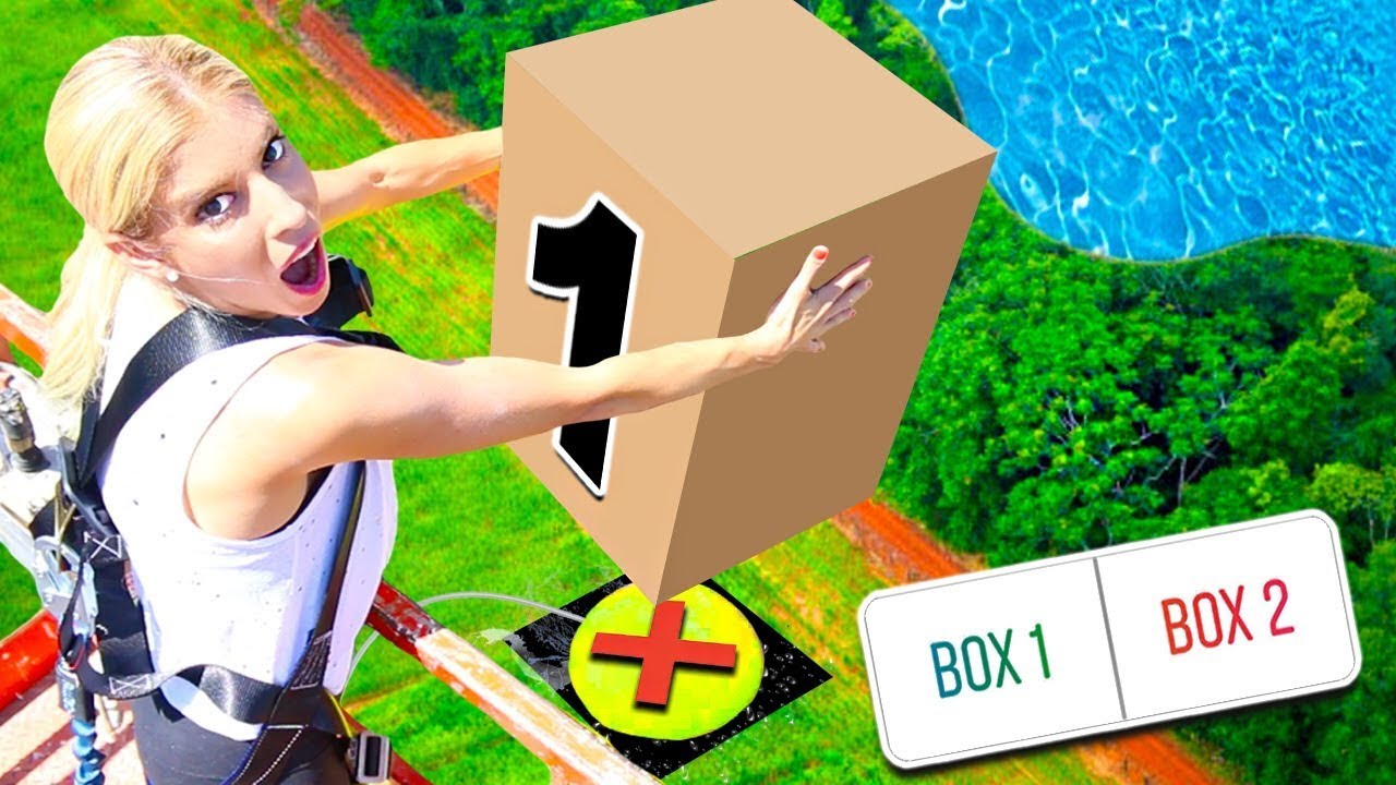 DONT Drop the Wrong MYSTERY BOX onto the Giant WATER BALLOON from 45FT! (you decide)