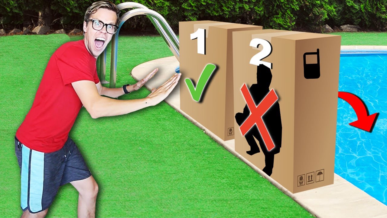 DONT Push The WRONG Mystery Box into The Pool!  (Coin Flip Battle Challenge)