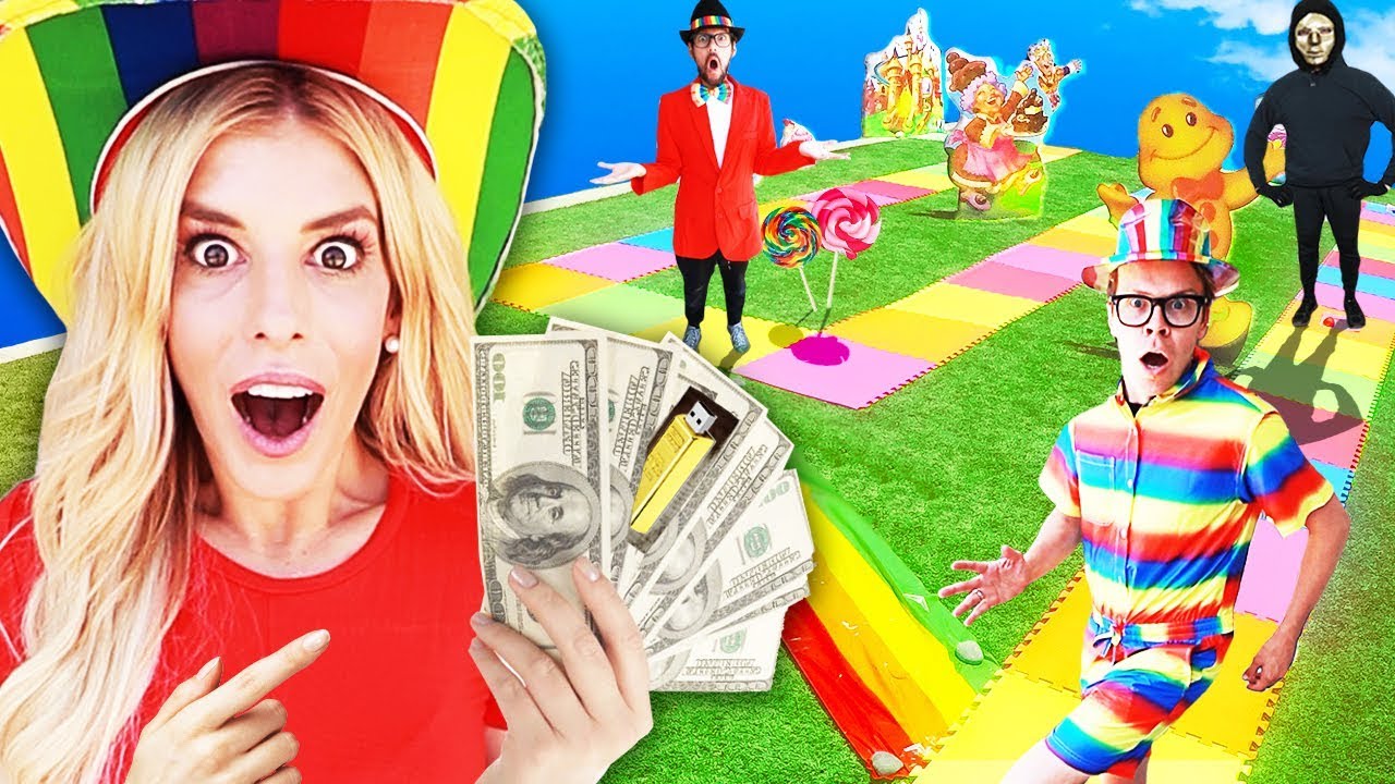 GIANT Board Game Challenge! Winner Gets $10,000 (CANDYLAND in Real Life) ? Game Master
