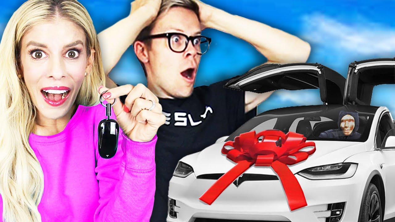 Surprising My HUSBAND with a NEW TESLA! (His Dream Car) | Rebecca Zamolo
