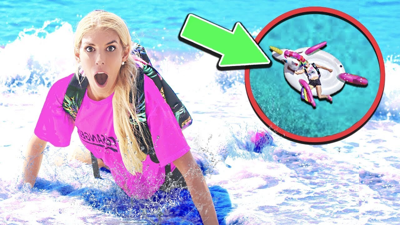 i WOKE UP in the OCEAN on an ABANDONED inflatable Unicorn! (trapped overnight in the water)