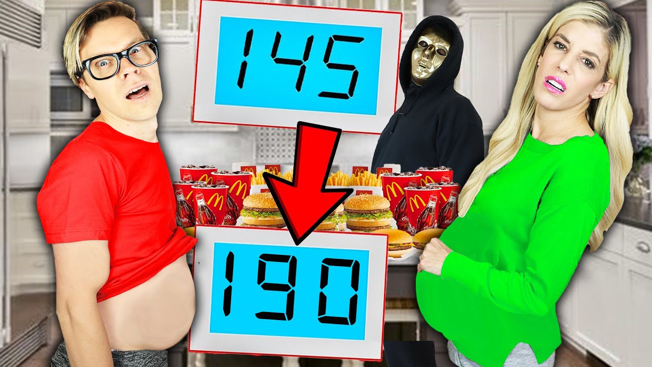 Matt vs. Rebecca Who Can Gain the Most Weight in 24 hours Challenge! (Defeat Hacker in Rare Mystery)
